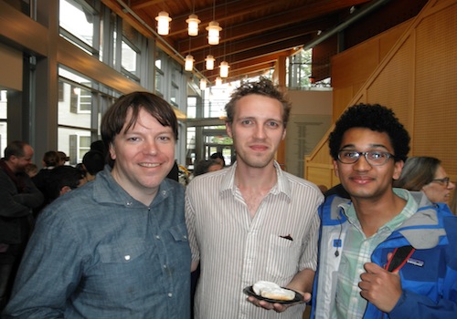 Senior Dema Paxton Fofang with Professor Collins and alum Thaddeus Ruzicka.